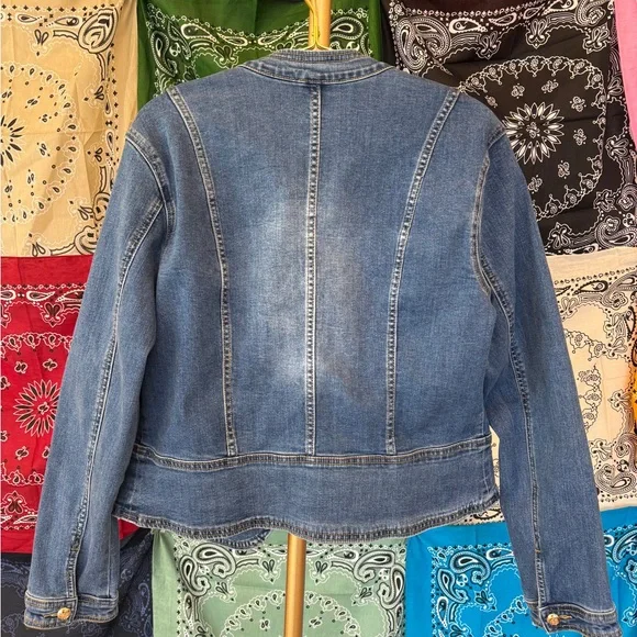 RARE Frank Lyman Montreal Blue Denim Military Jacket - Picture 6 of 6